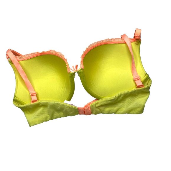 Victorias Secret Push Up Bra 36D Underwired Padded Multiway Lace Trim Yellow - Picture 3 of 6